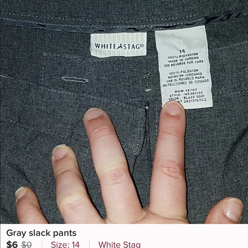 White stag gray pants